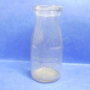 Bremerton Creamery Co. Milk Bottle Half Pint Clear Glass Vintage Embossed WA
